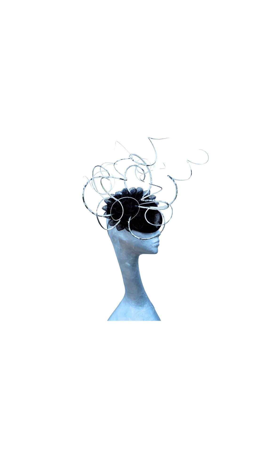 Quill - Black & Ivory cocktail hat
