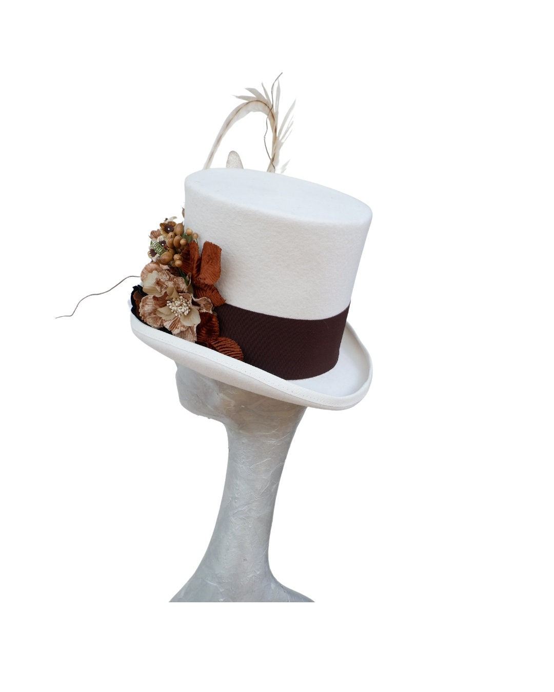 Alder - Ivory Top Hat with Floral detail