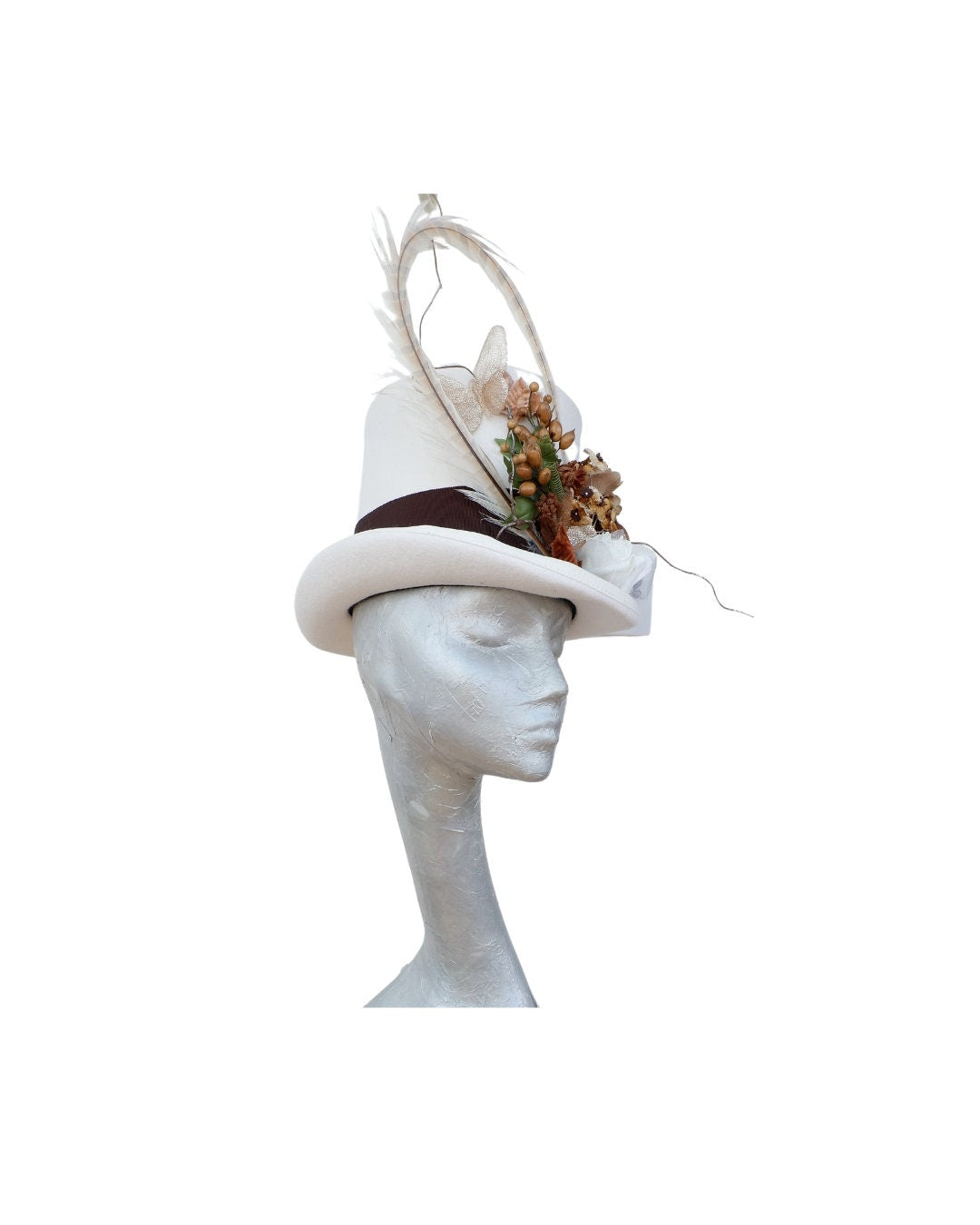 Alder - Ivory Top Hat with Floral detail