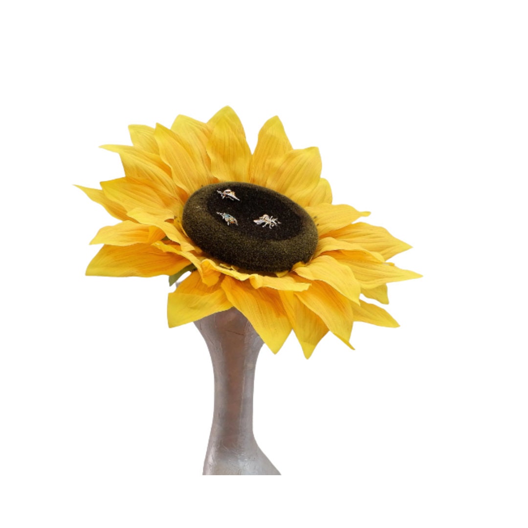 Titan - Giant oversized 52cm Sunflower fascinator with Wasps & Bees on wide Alice band
