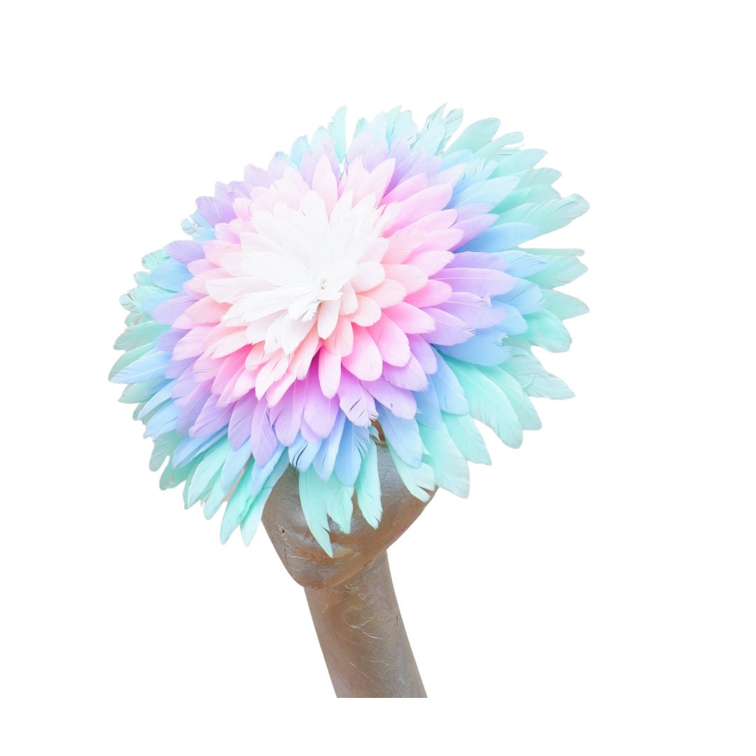 Florence -- Pastel Rainbow feather hatinator