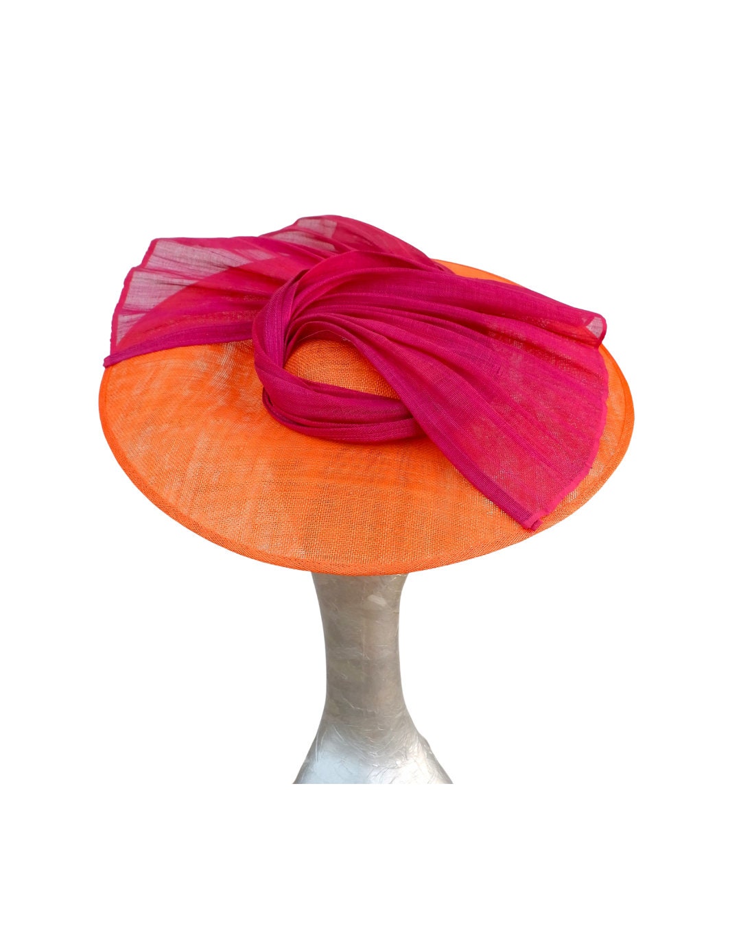 Kellen - Orange & Cerise Sinamay/Silk abaca Hatinator