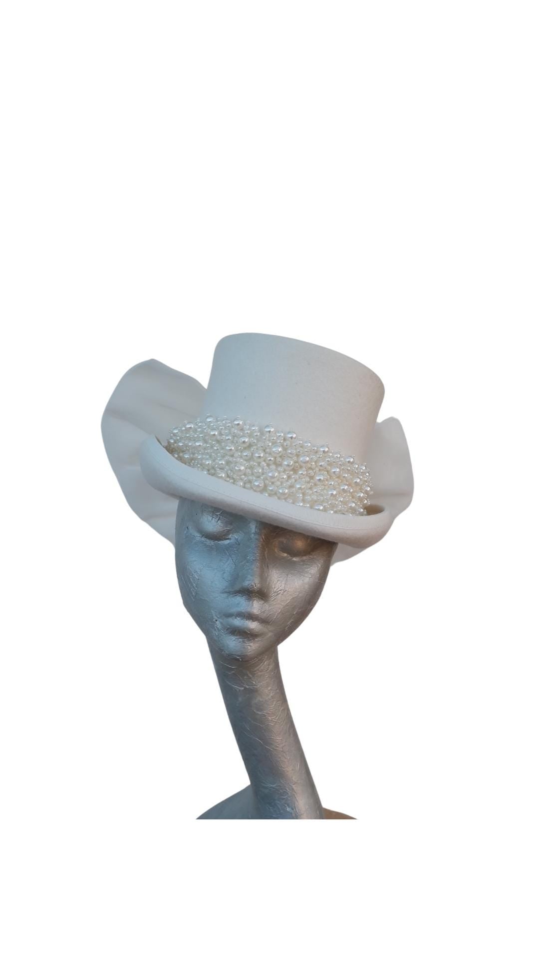 Holly - Ivory Bridal Felt Top Hat