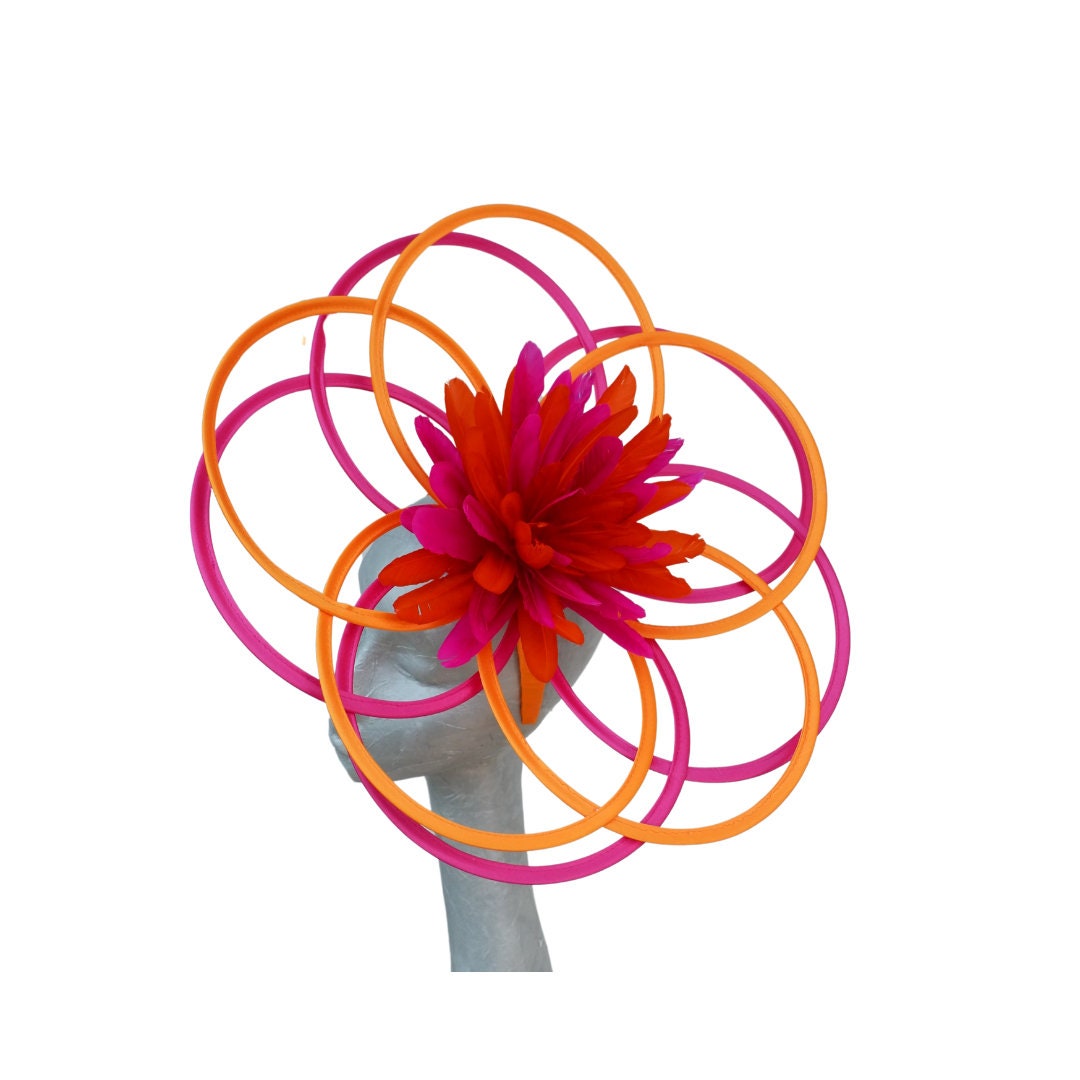 Gabrielle - Pink & Orange Loop Fascinator