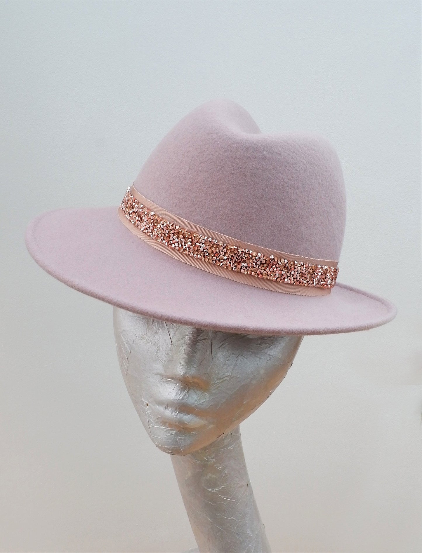 Rhondon - Blush Trilby Rose Gold Diamante trim