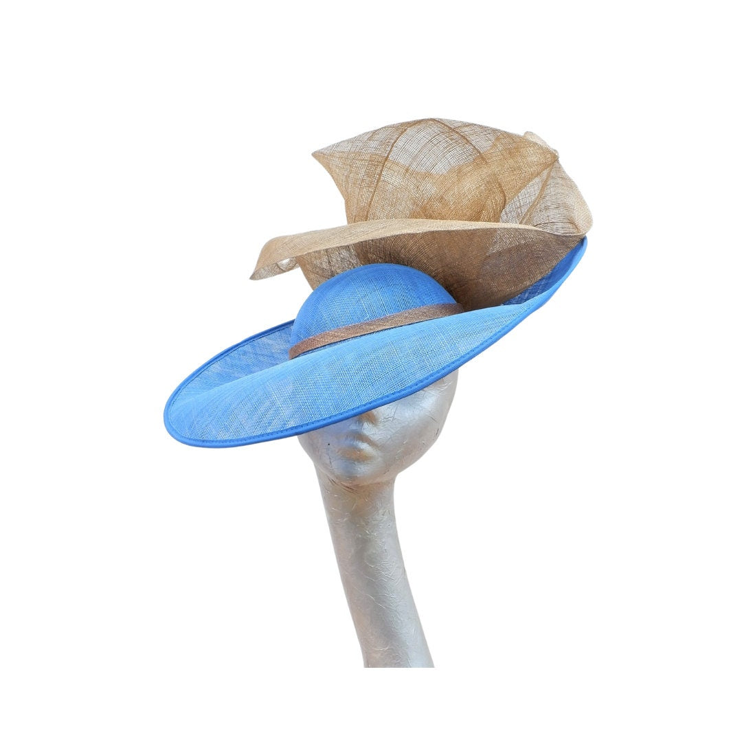 Coast- Feature hat in Electric Blue with Metallic Gold trim