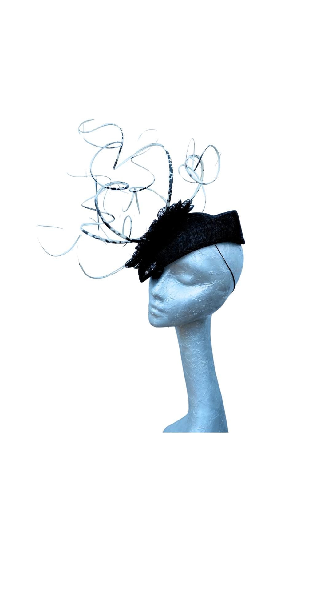 Quill - Black & Ivory cocktail hat