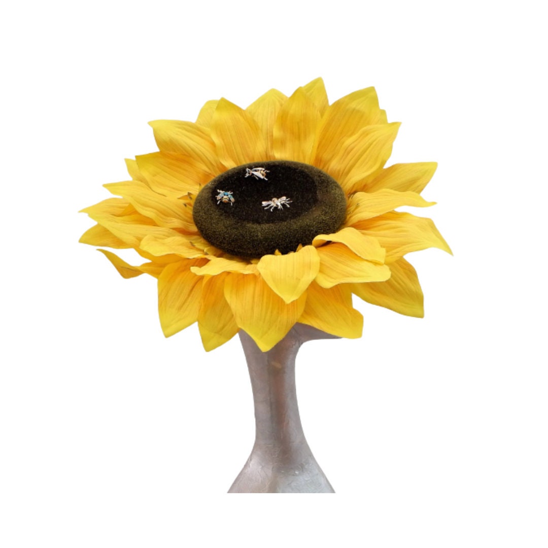 Titan - Giant oversized 52cm Sunflower fascinator with Wasps & Bees on wide Alice band