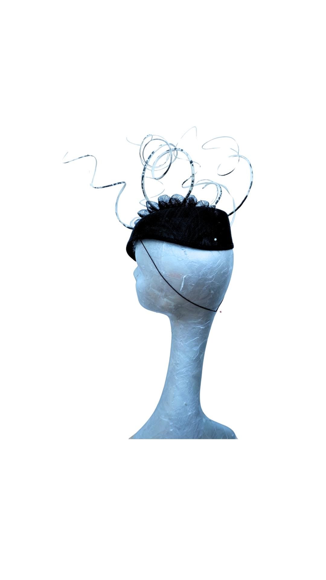 Quill - Black & Ivory cocktail hat