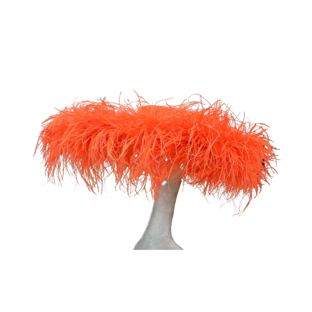 Emma - Extra large Hat with Ostrich feather boa in Orange