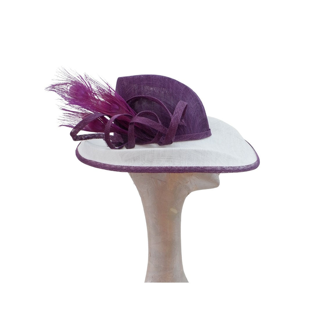 Grace - Plum purple & White Hat