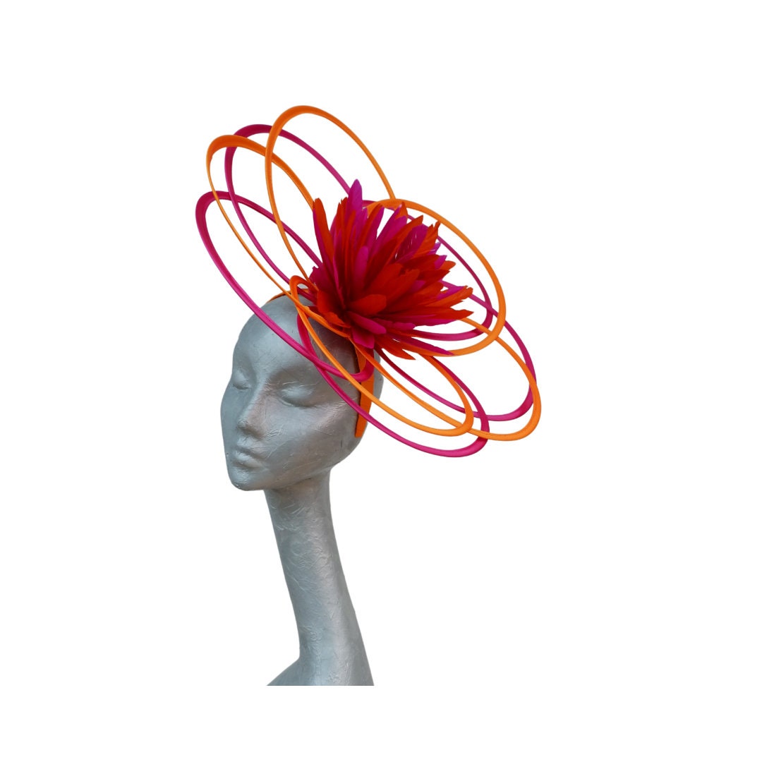Gabrielle - Pink & Orange Loop Fascinator