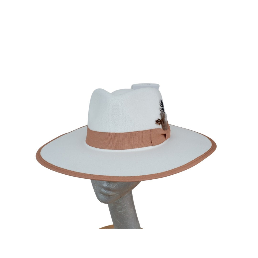 Finley - Felt Flat Brim Trilby Hat Ivory & Tan