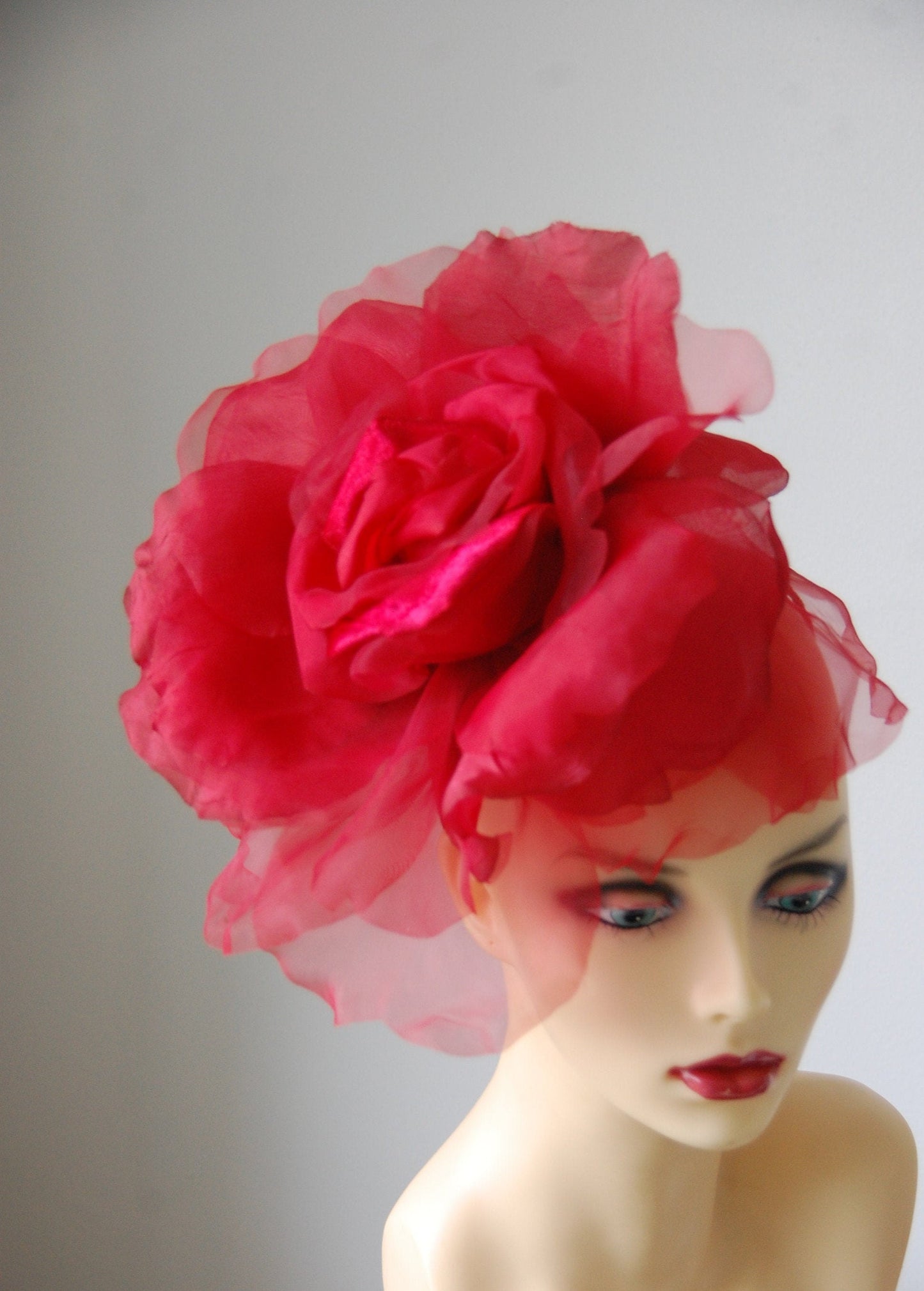Ava-- Silk organza 12 inch Rose fascinator 20+ Colours Available