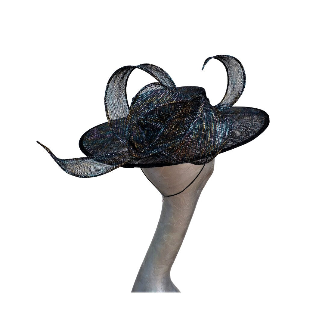 Tammy - Rainbow Lurex Boater - Available in two Colours Black & Ivory