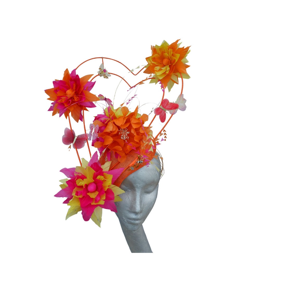 Orange, Pink,Lemon Heart headpiece