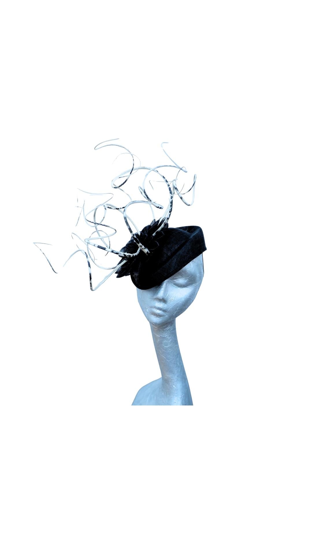 Quill - Black & Ivory cocktail hat