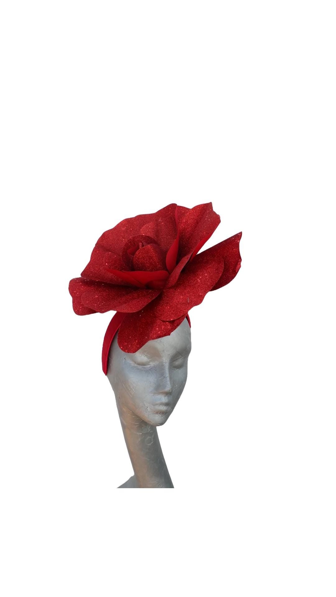 Glitz - 30cm Giant Glitter Rose Fascinator- 4 colours