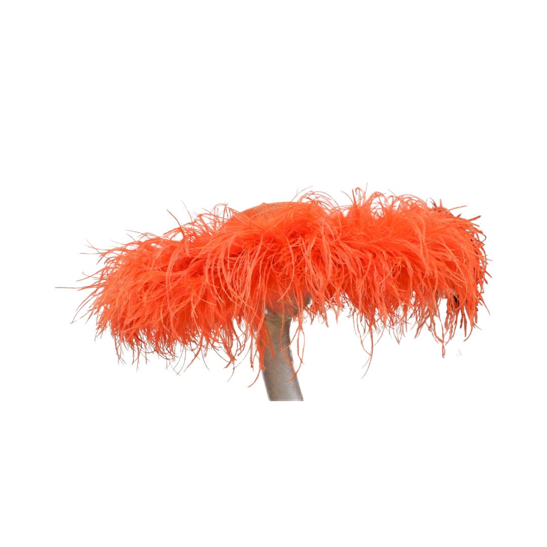 Emma - Extra large Hat with Ostrich feather boa in Orange