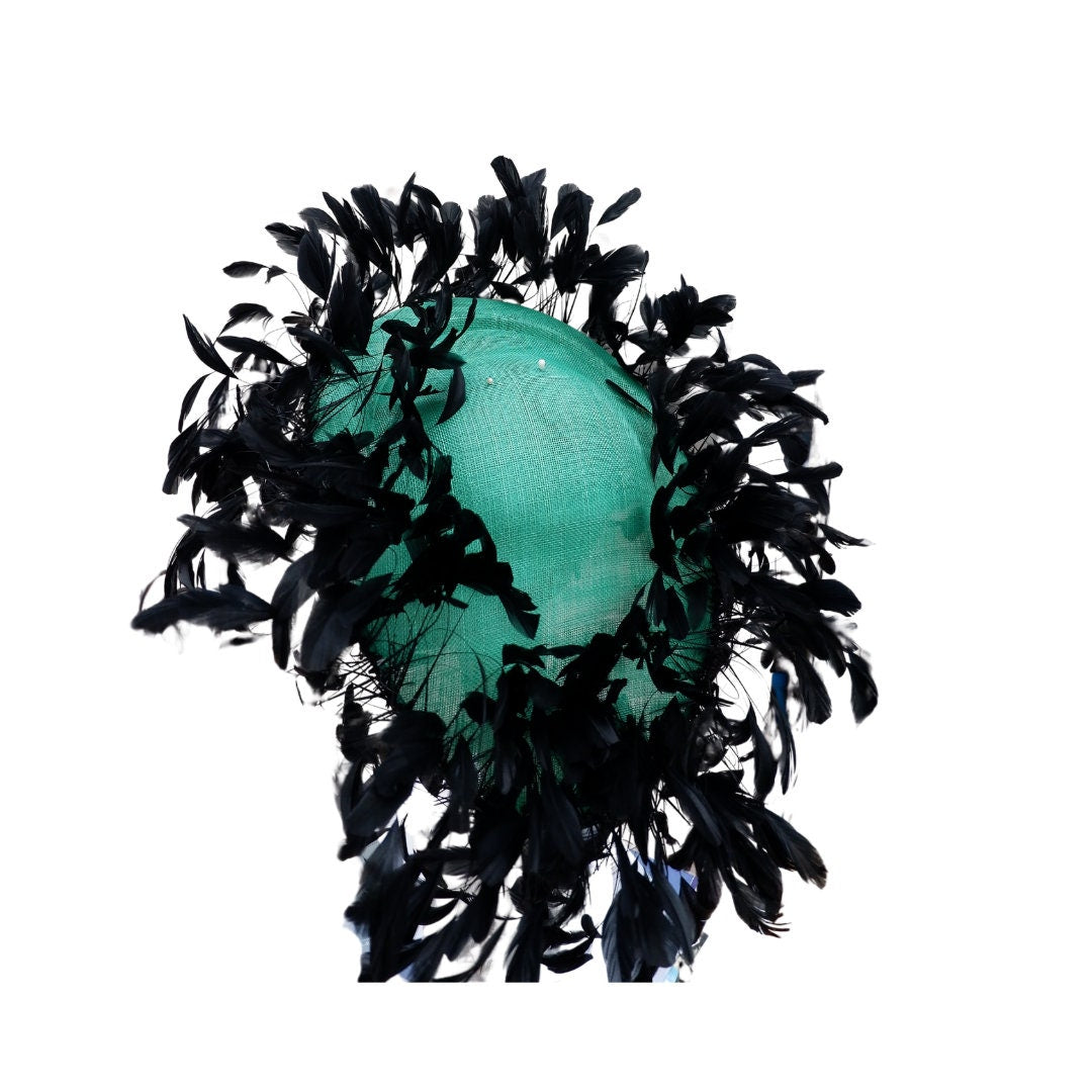Enola - Emerald Green & Black Oval saucer hatinator
