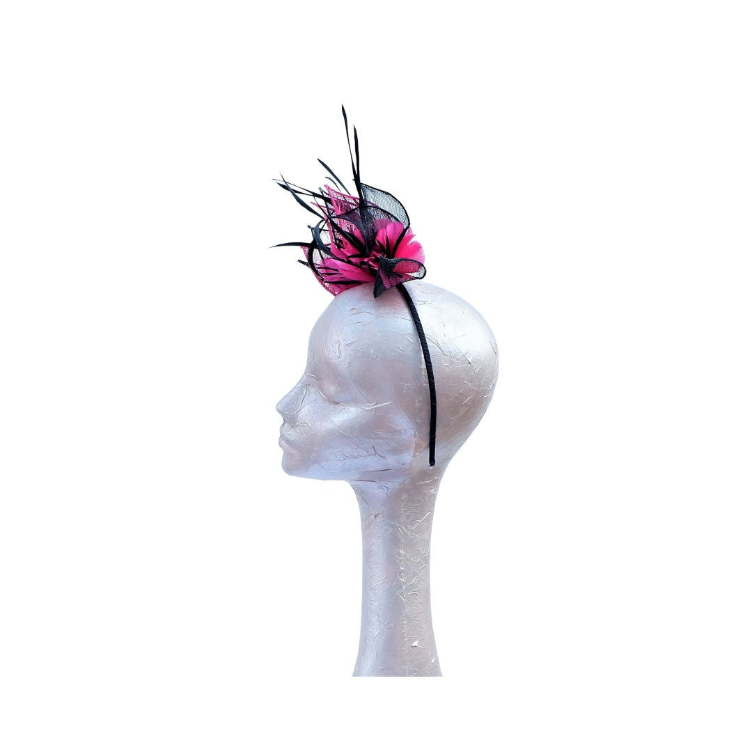 Aria - Black & Fuchsia pink fascinator
