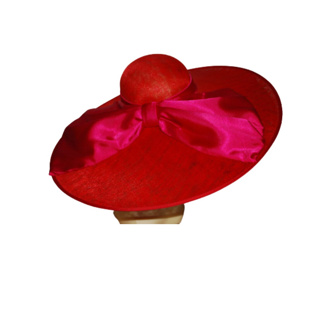 Solar - Extra large designer Red & Cerise hat ideal for Royal Ascot or the Derby