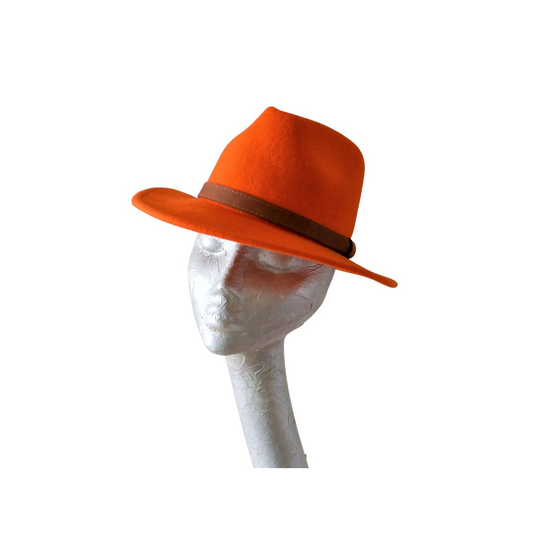 Wool Unisex Fedora size 54cm Orange