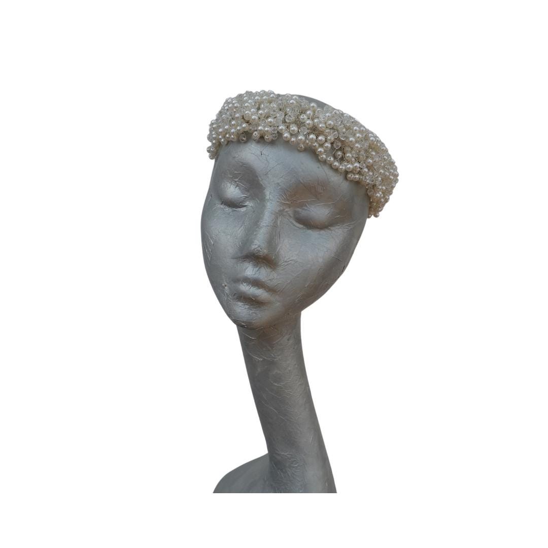 Portia - Pearl Bridal Headdress Ivory