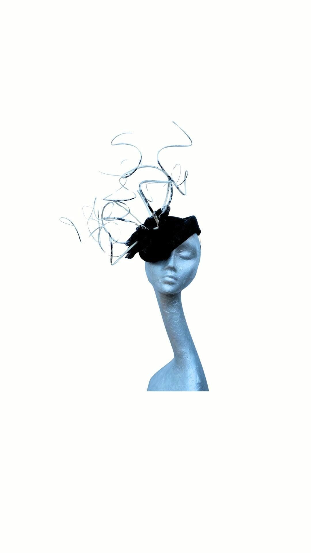 Quill - Black & Ivory cocktail hat