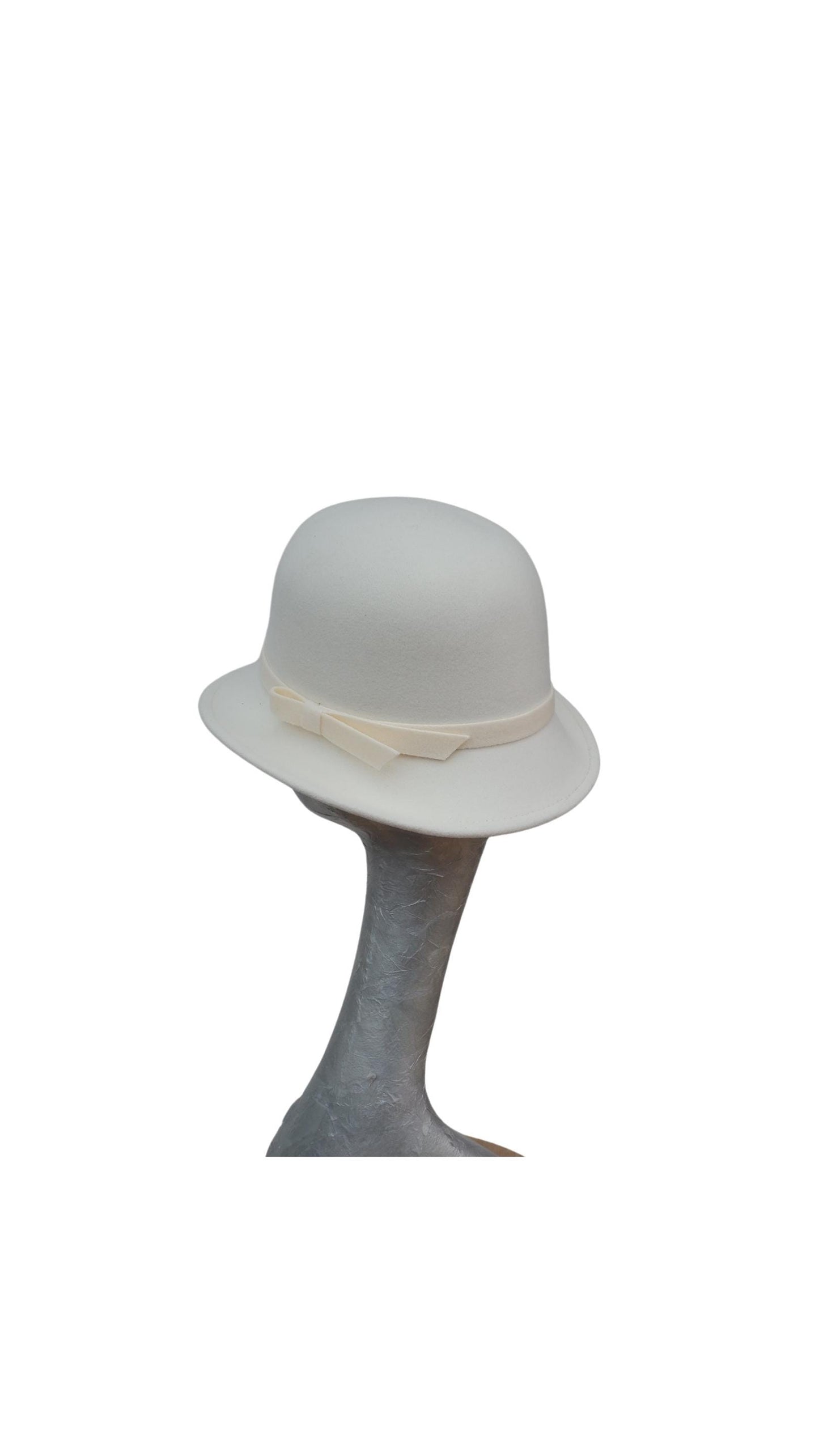 Eloise - Cloche Bell shaped Felt hat Available Black & Cream