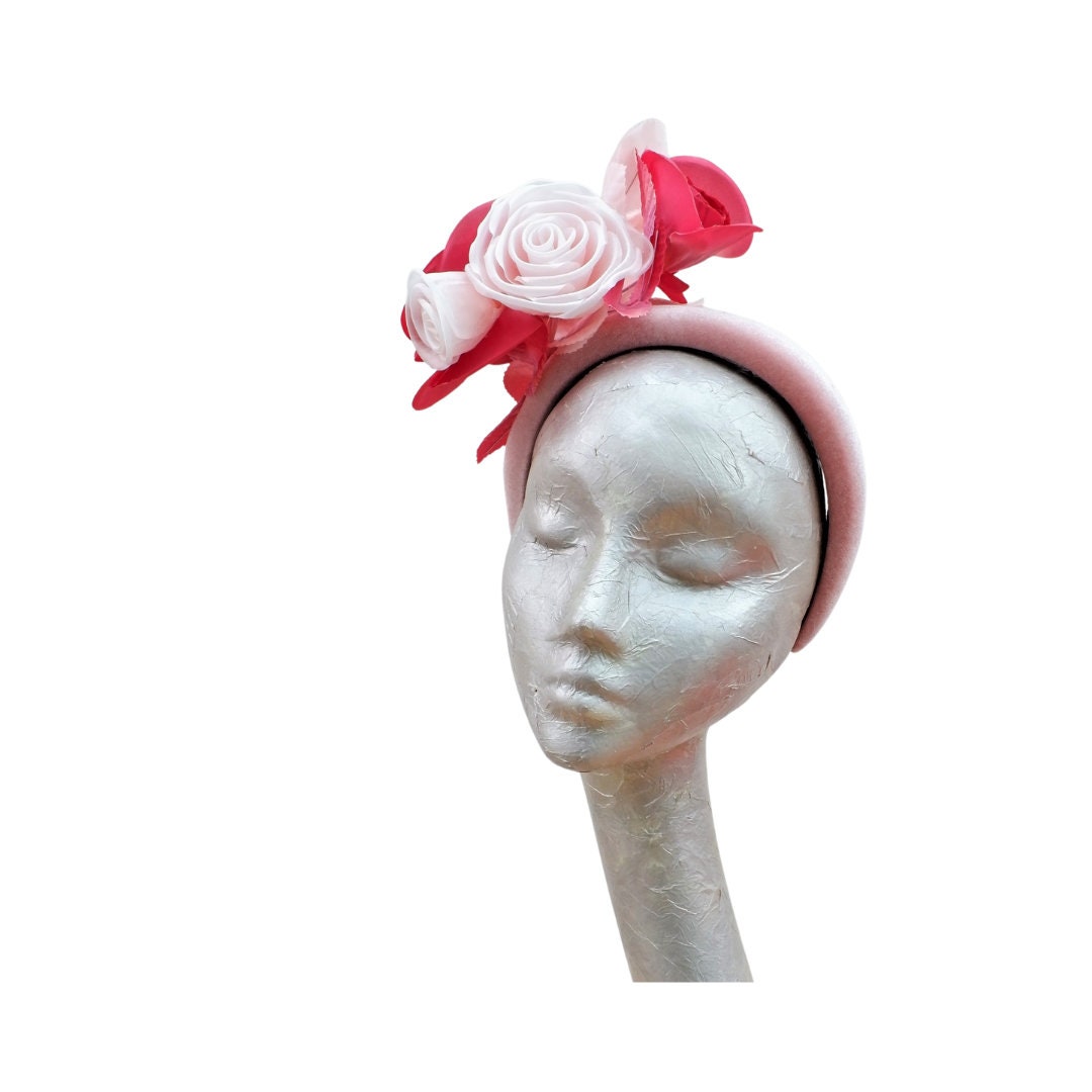 Cassie - Padded headband & Flower Fascinator 3 tone Pink