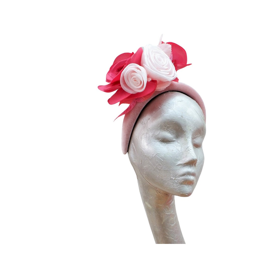 Cassie - Padded headband & Flower Fascinator 3 tone Pink