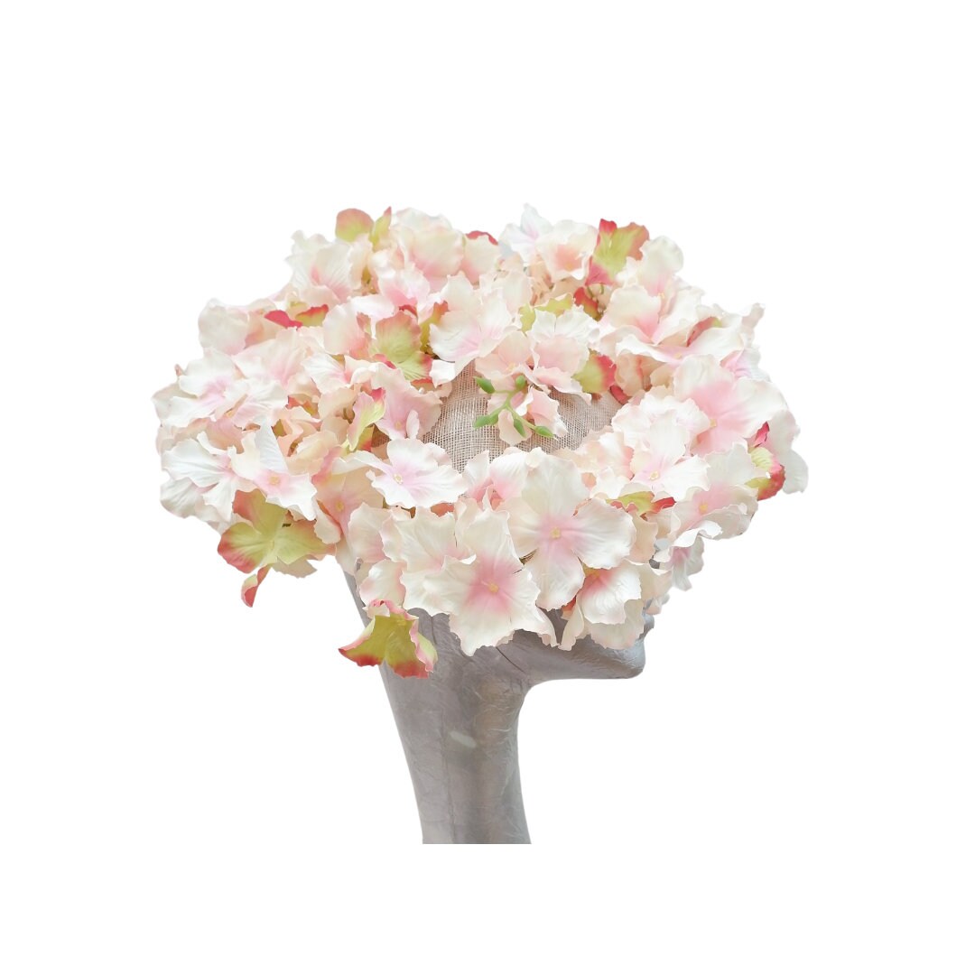 Hydrangea - Pale pink hatinator with silk hydrangea flowers