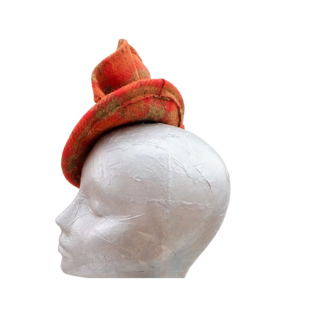 Oban - Orange Genuine Harris Tweed Cocktail hat