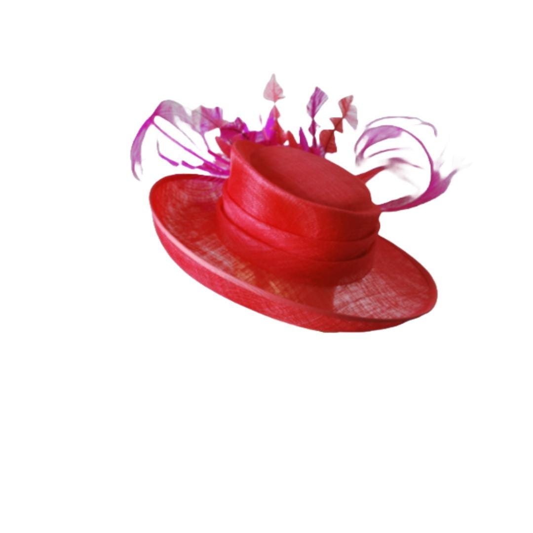 Amelia-- Coral Orange & Cerise feature hat