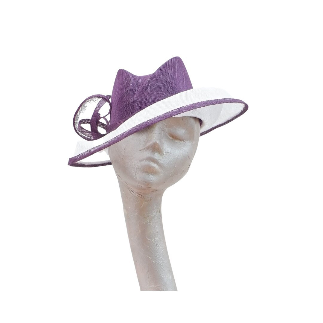 Grace - Plum purple & White Hat