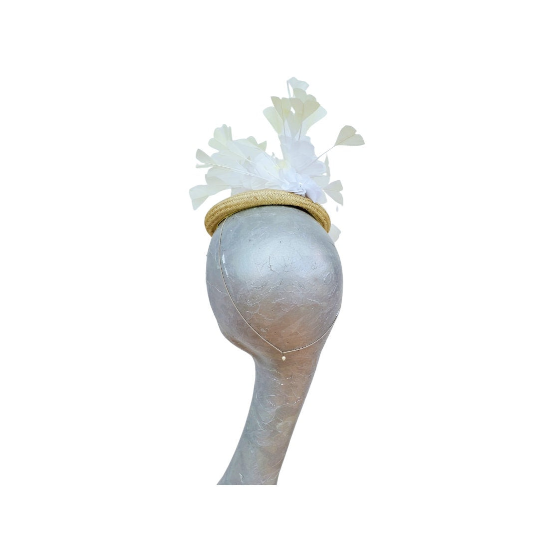Sicily - Lemon & White Feather Buntal Pillbox