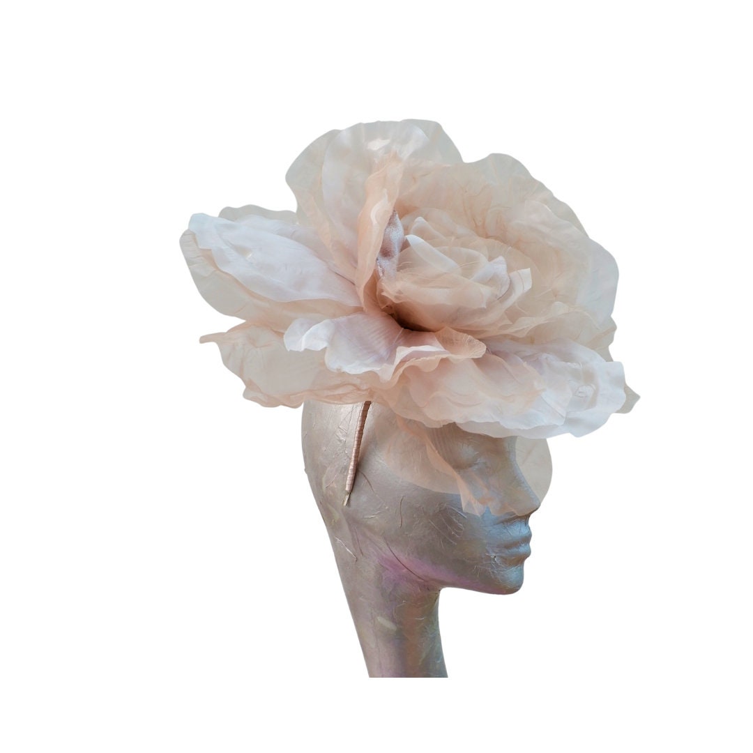Ava-- Nude silk organza 12" Rose fascinator