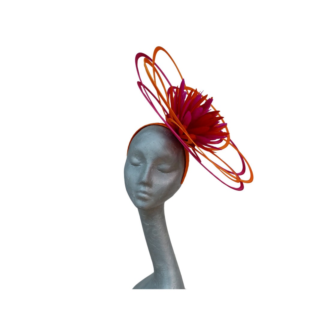 Gabrielle - Pink & Orange Loop Fascinator