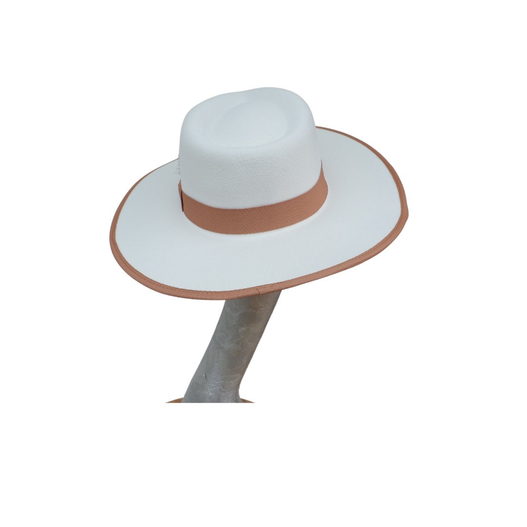 Finley - Felt Flat Brim Trilby Hat Ivory & Tan