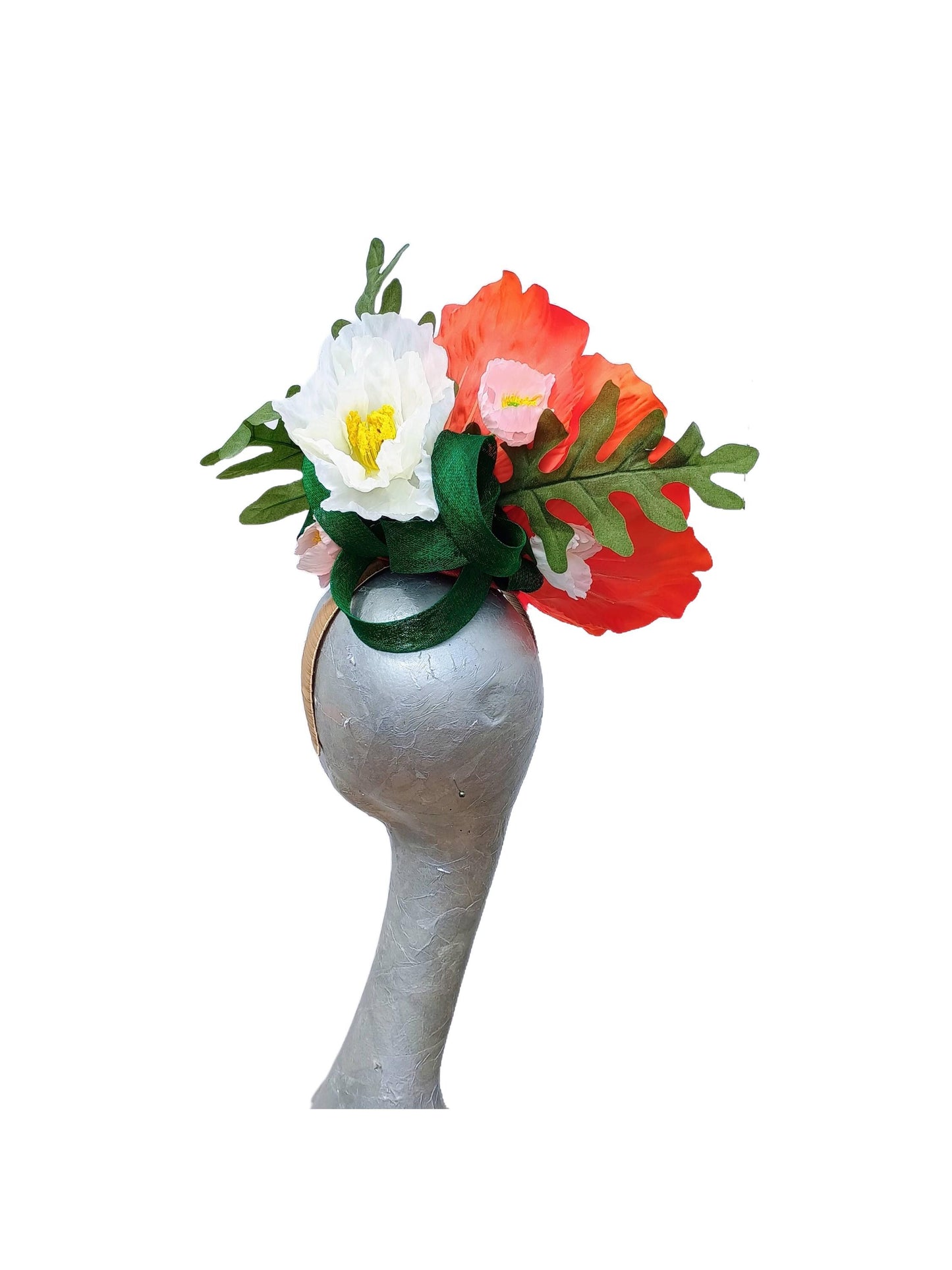 Christie - Orange, Pink & White poppy headpiece