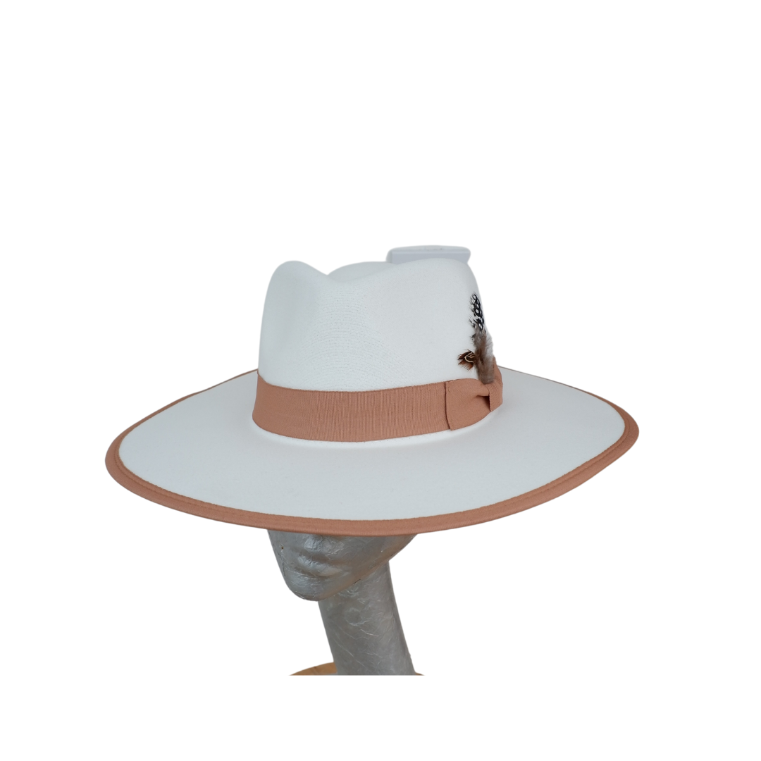Finley - Felt Flat Brim Trilby Hat Ivory & Tan