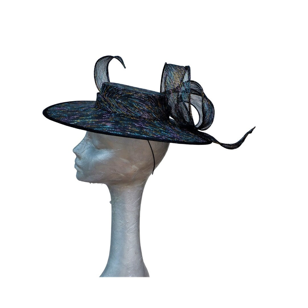 Tammy - Rainbow Lurex Boater - Available in two Colours Black & Ivory