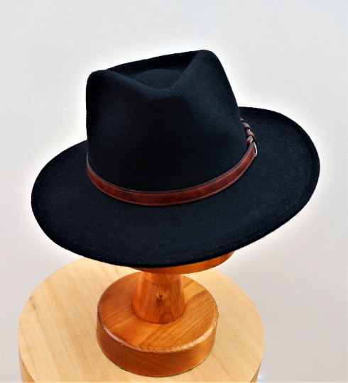 Alexander - Gentleman's 100% Wool Black Fedora Hat