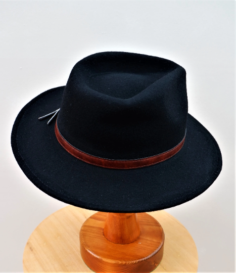 Alexander - Gentleman's 100% Wool Black Fedora Hat