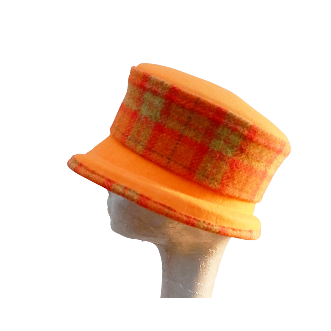 Bonnie Orange Felt Bucket Hat, Harris Tweed