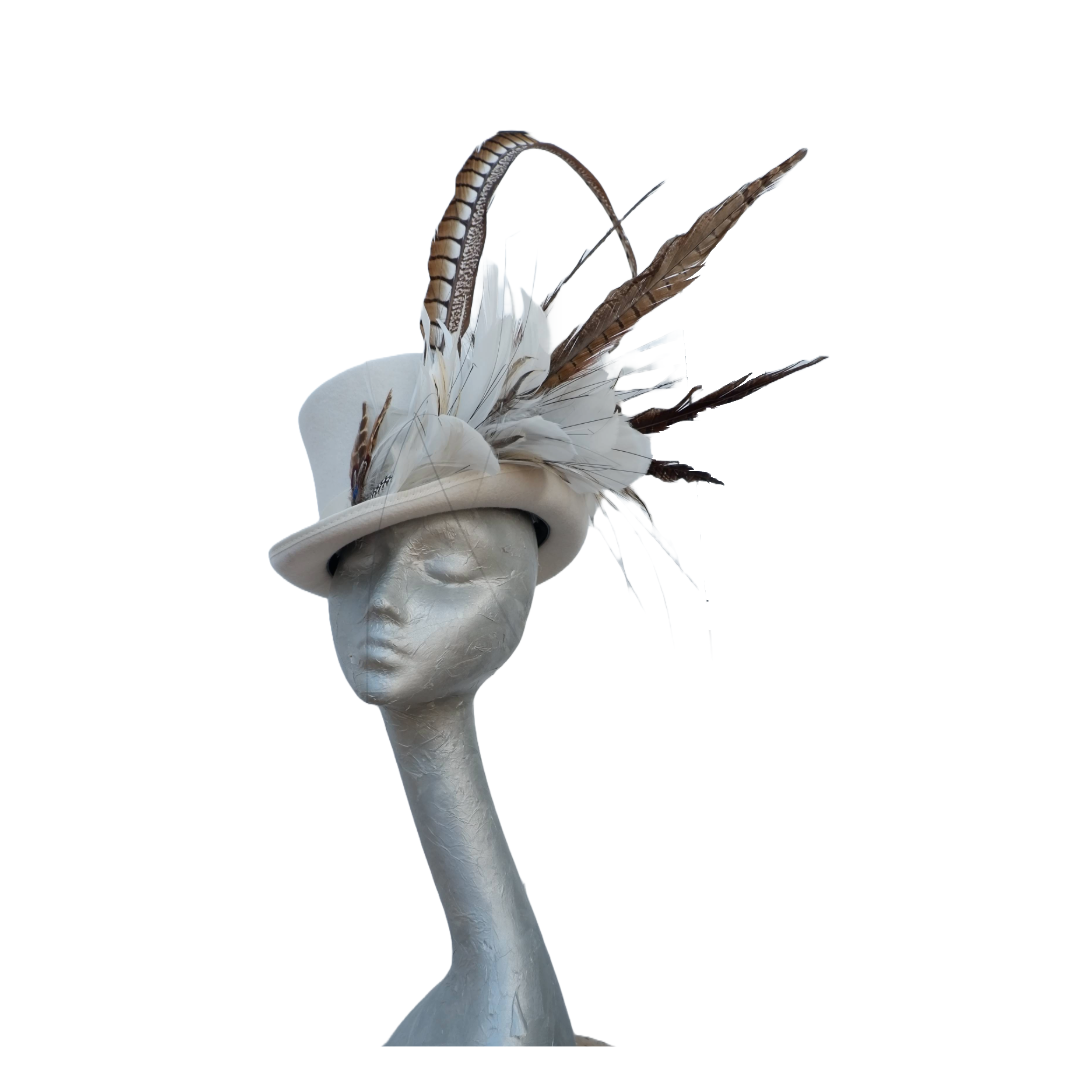 Caberet - Black wool Top Hat with feather detail