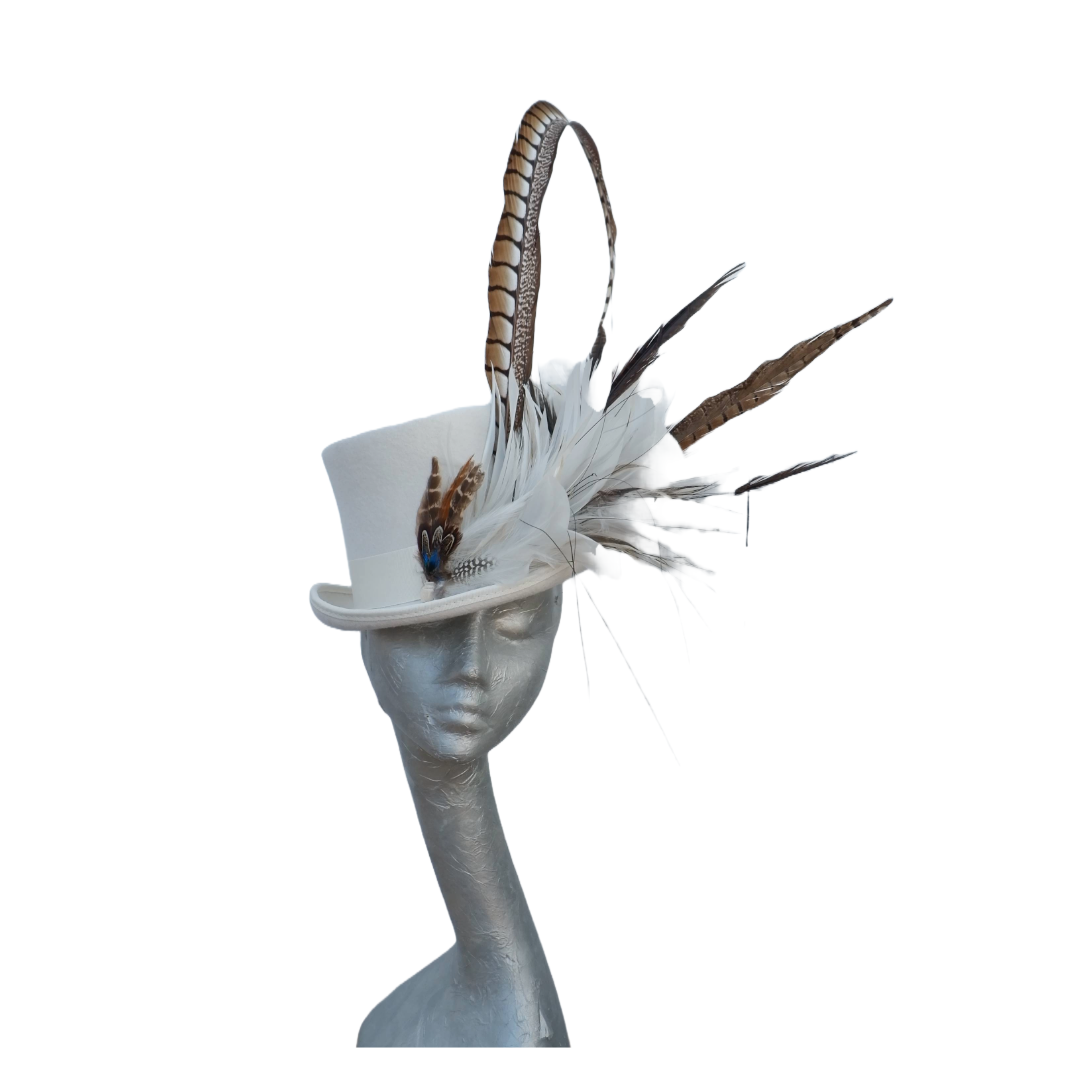 Caberet - Black wool Top Hat with feather detail