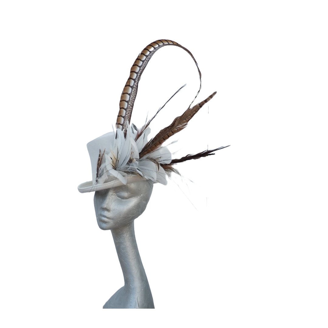 Caberet - Black wool Top Hat with feather detail