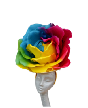 Lizzy - Giant oversized 50cm rose fascinator with merry widow netted bow
